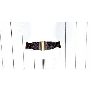 90s brown wide stretch faux leather braided belt/cinching buckle belt/elastic